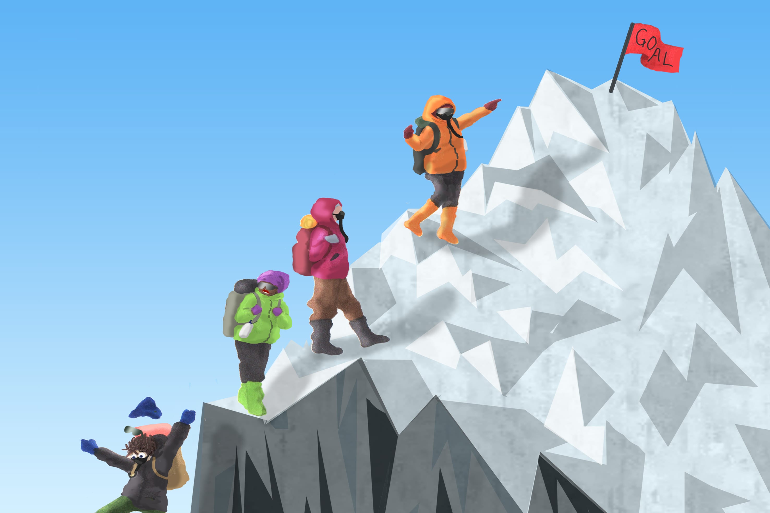 Climb now. Горы для детей. Команда альпинистов. Игровые альпинист.
