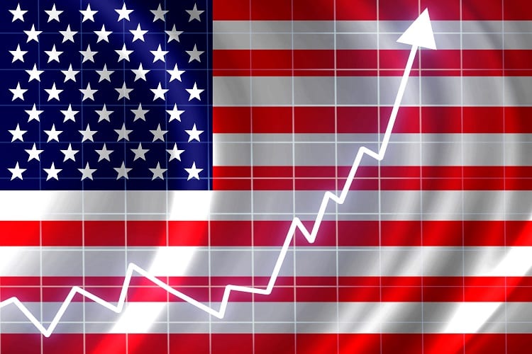 American flag with stock chart