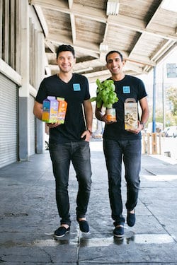 Back to the Roots co-founders with a few of their products.