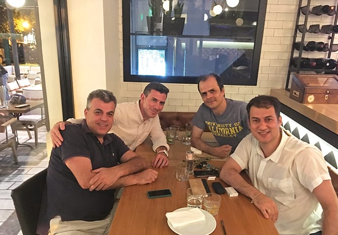 Yannis Galanakis, MBA 97; Haas Prof. Panos Patatoukas; Christos Andritsoyiannis, MBA 91; and Alexander Kostopoulos, MBA 04