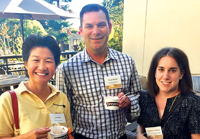 Ann Hsu, MBA 98; Doug Massa; and Elizabeth Goldman, BS 15