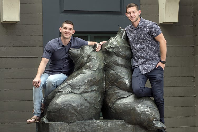 Post-graduation, Cameron (left) and Tyler will travel in Europe together and then return to work at Apple in finance. (Berkeley Haas photo by Jim Block)