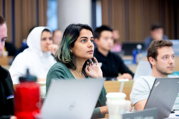 Berkeley MBA students listen intently in the "Big Data, Better Decisions" course.