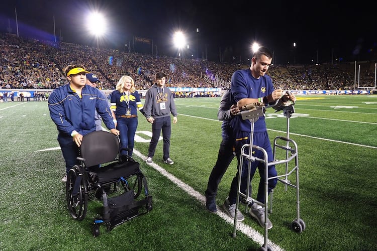 At the Cal-Oregon football game on Saturday, Sept. 29, Paylor’s progress was celebrated on the field, and fans from both teams stood and cheered. (UC Berkeley photo by Kelley Cox)