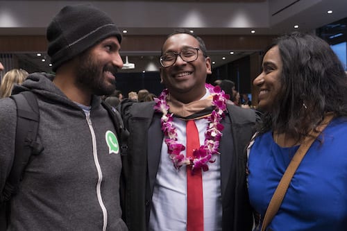 Grads were surrounded by friends and family at Saturday's EMBA commencement.