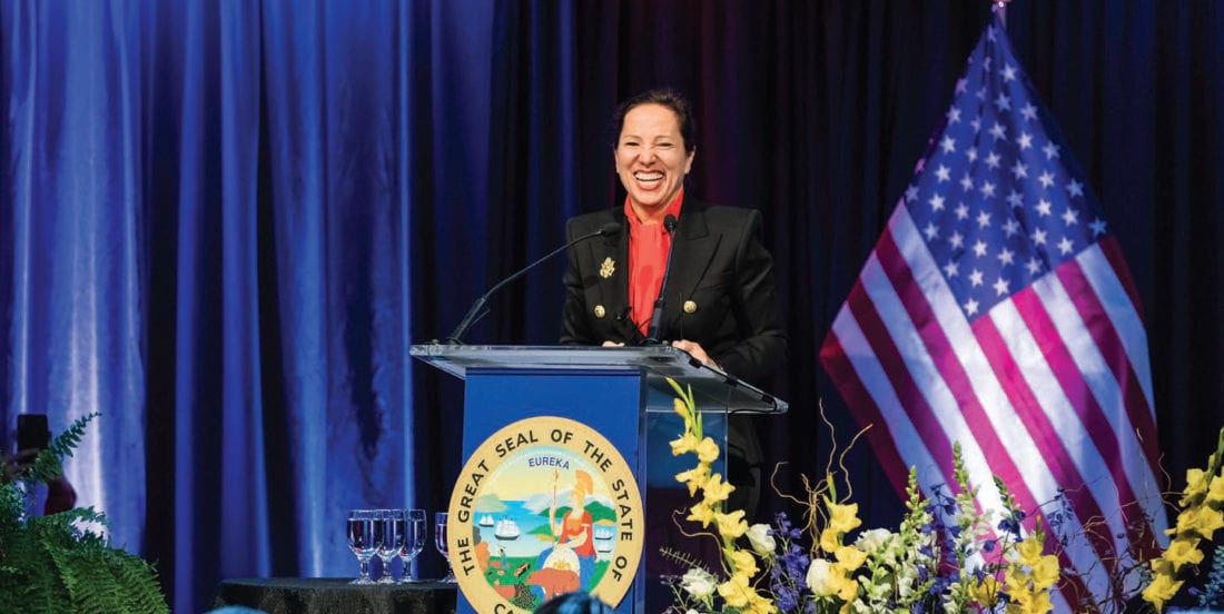 Eleni Kounalakis, MBA 92, California’s 50th Lt. Governor, at her inauguration in Sacramento