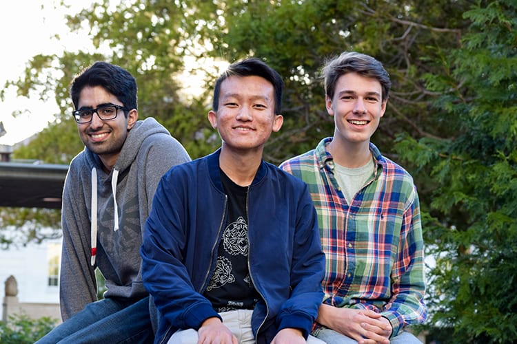 Aayush Tyagi (left), Luofei Chen and Noah Adriany have launched Oki Karaoke, a startup that hopes to bring soundproof karaoke pods to the U.S.