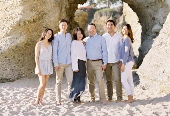 Michael Kim with his wife, Katherine, and children.