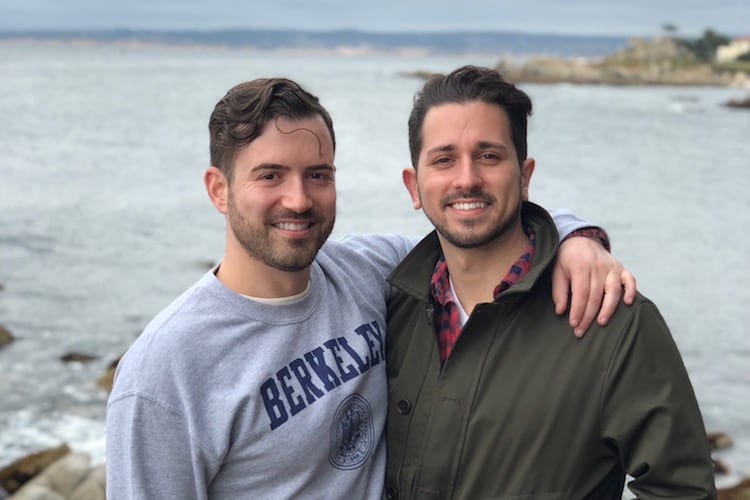 Joe Castiglione, MBA 21, (right) with his boyfriend, Seth, who helped Joe's father open up to their relationship.