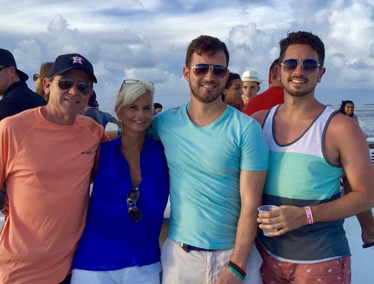 right to left: Joe Castiglione and his partner, Seth, with Joe's parents on vacation in Key West.
