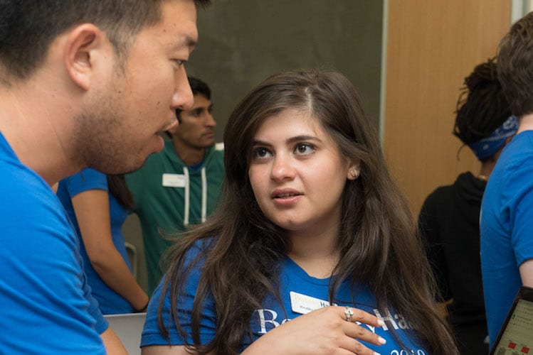 MBA students break into study groups to get to know each other.
