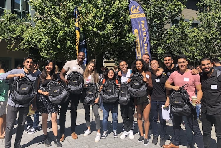 All of the new undergrad students received new Berkeley Haas backpacks.
