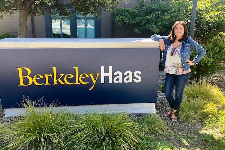Paula with Berkeley Haas sign