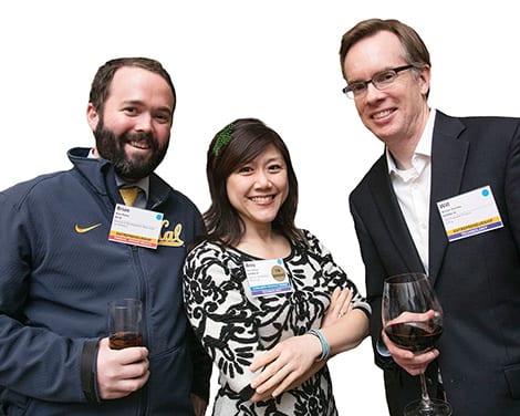 Brian Raney, BS 05; Amy Cheng, MBA 04; and Will Doolittle, MBA 04, at the Menlo Circus Club.
