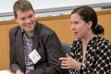 Dylan Jorgensen, from Zappos, and Lauren Rivera, assoc. prof. at Northwestern Kellogg, at the Berkeley Haas Culture Conference.