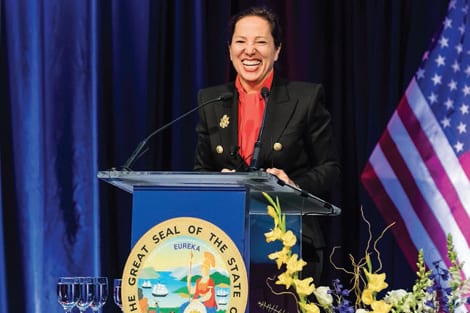 Eleni Kounalakis, MBA 92, California’s 50th Lt. Governor, at her inauguration in Sacramento