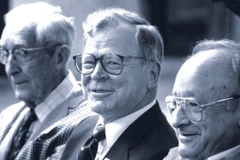 Former Haas Deans E.T. Grether, Richard Holton, and Earl F. Cheit