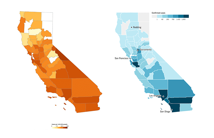 Coronavirus in California counties
