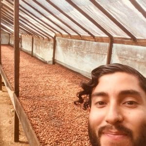 Daniel Diaz visits cacao farm.