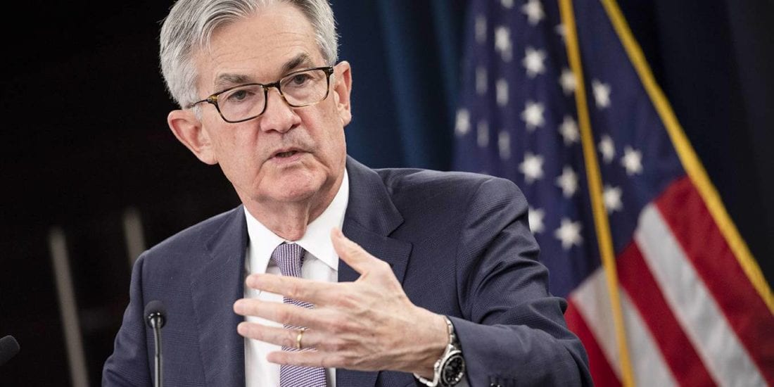 Federal Reserve Board Chairman Jerome Powell speaks during a news conference.