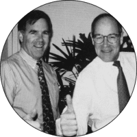 Business partners T. Gary Rogers, BS 63 (mechanical engineering), and William F. “Rick” Cronk, BS 65.