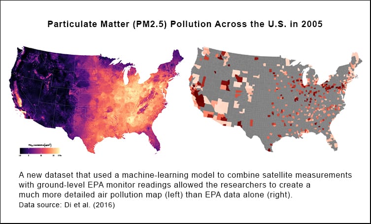 Particulate Matter (PM2.5) Pollution Across the U.S. in 2005
