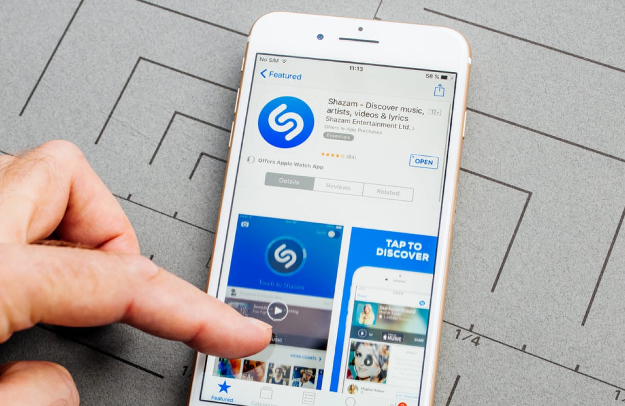 Shazam app on an iPhone