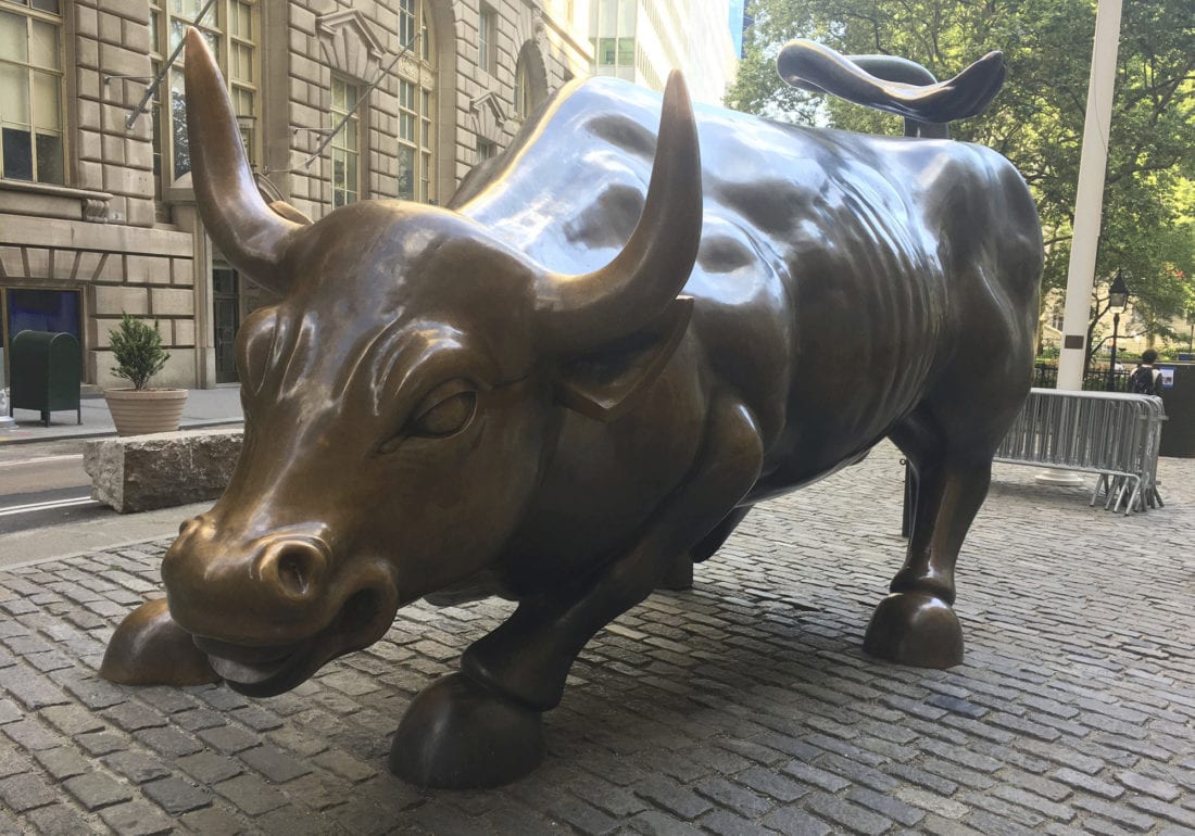 The Charging Bull sculpture in Lower Manhattan