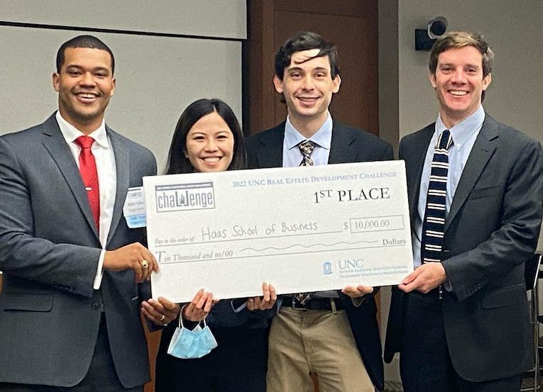 Winning MBA students in the UNC real estate competition.