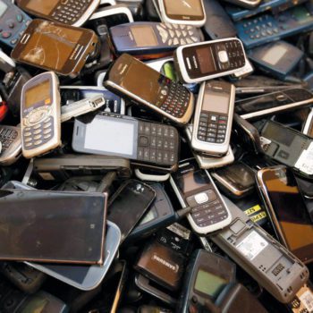 Pile of old cell phones.