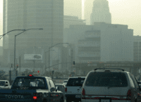 Hazy air caused by cars in traffic