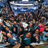 Lo Toney with Black founders and VCs on the NYSE podium to ring the closing bell.
