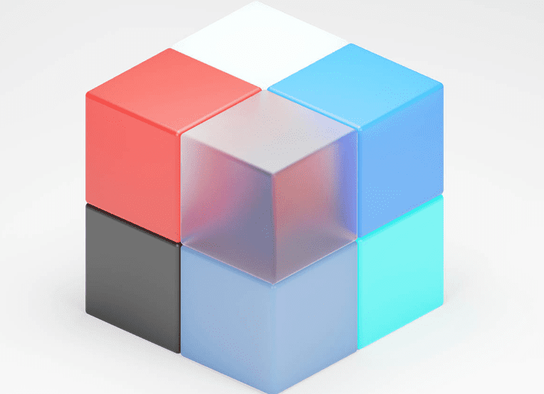 Photo of a multi-colored square. Similar to a Rubik's Cube.