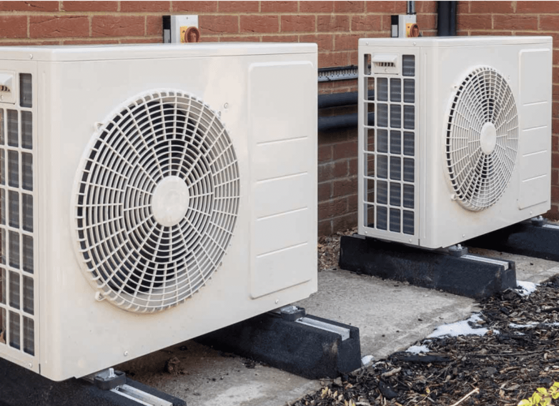 Photo of outdoor ac and/or heating systems.