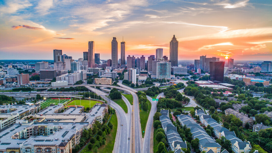 Aerial panorama of the Atlanta, Georgia skyline